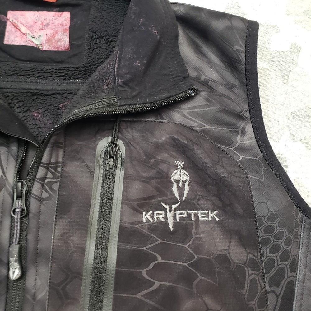 Kryptek Vest Mens Small Black Camo Hunting Full Zip Pockets Sleeveless Outdoors - Picture 4 of 11